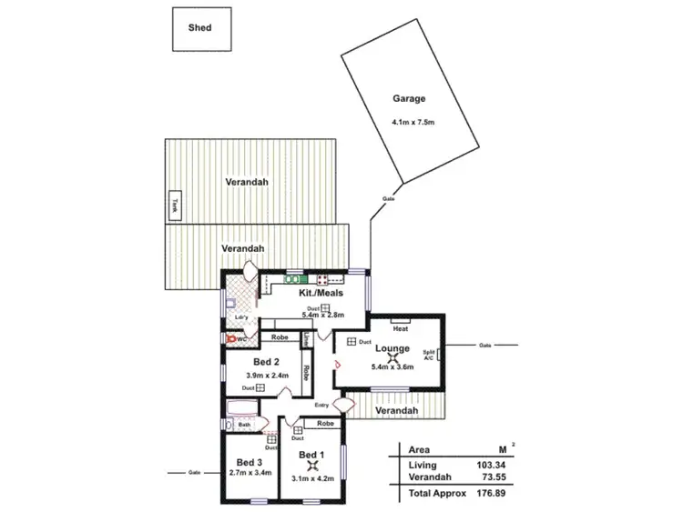 Floorplan of Homely house listing, 13 Pasteur Street, Elizabeth Vale SA 5112