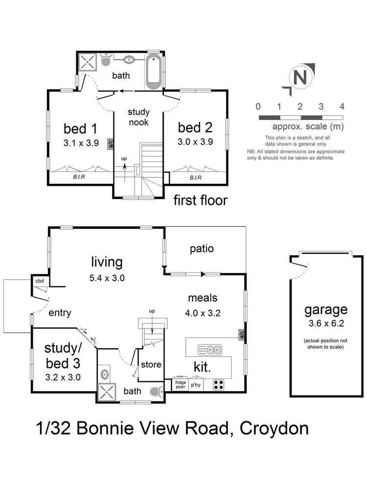 Floorplan of Homely townhouse listing, 1/32 Bonnie View Road, Croydon North VIC 3136