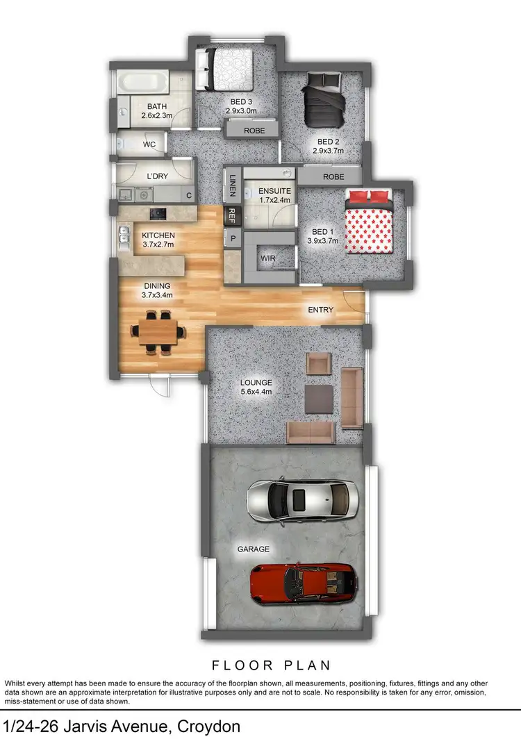 Floorplan of Homely townhouse listing, 1/24-26 Jarvis Avenue, Croydon VIC 3136