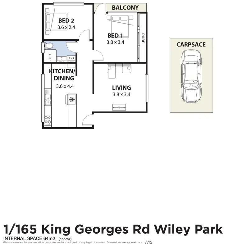 Floorplan of Homely unit listing, 1/165 King Georges Road, Wiley Park NSW 2195