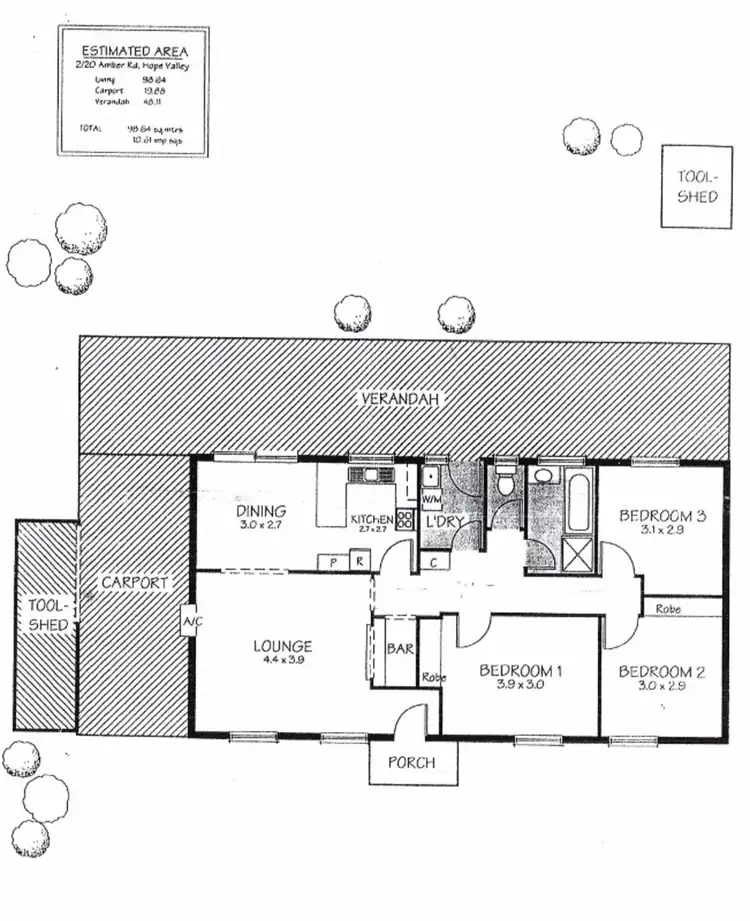 Floorplan of Homely unit listing, 2/18-20 Amber Road, Hope Valley SA 5090