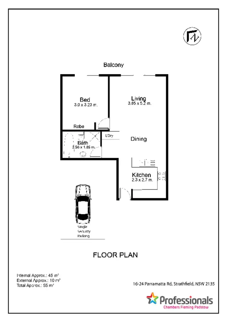 Floorplan of Homely unit listing, 701B/16-24 Parramatta Road, Strathfield NSW 2135