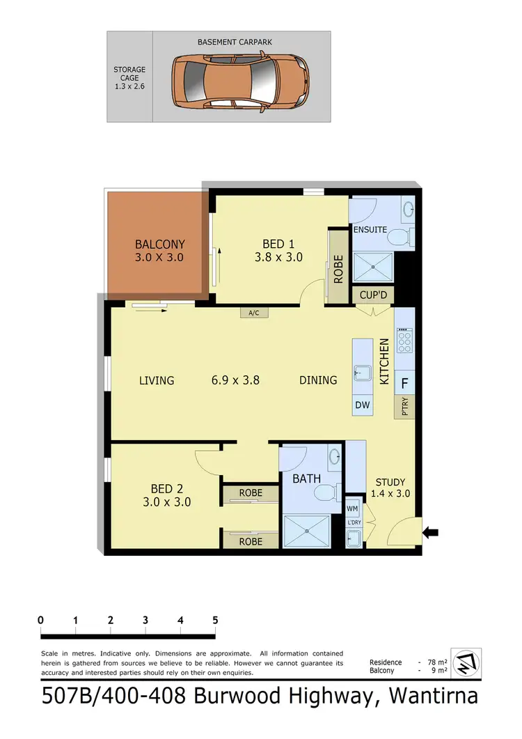 Floorplan of Homely apartment listing, 507B/400-408 Burwood Highway, Wantirna South VIC 3152