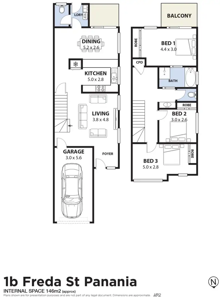 Floorplan of Homely semi-detached listing, 1B Freda Street, Panania NSW 2213