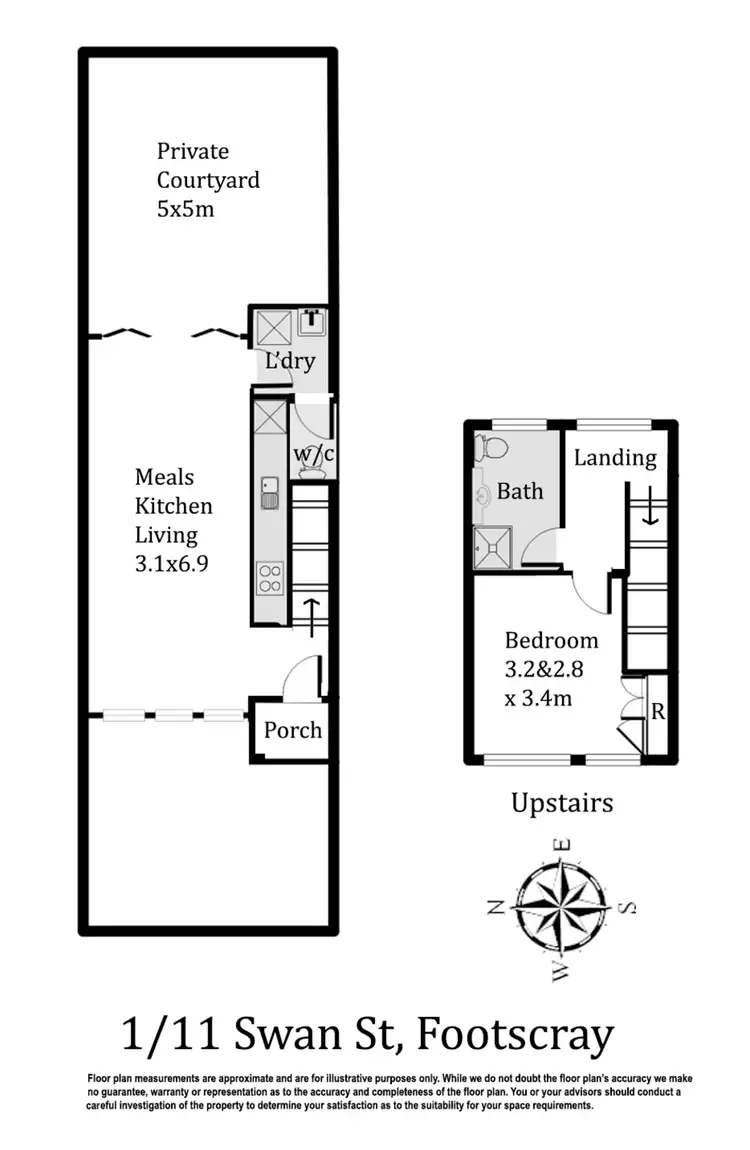 Floorplan of Homely townhouse listing, 1/11 Swan Street, Footscray VIC 3011