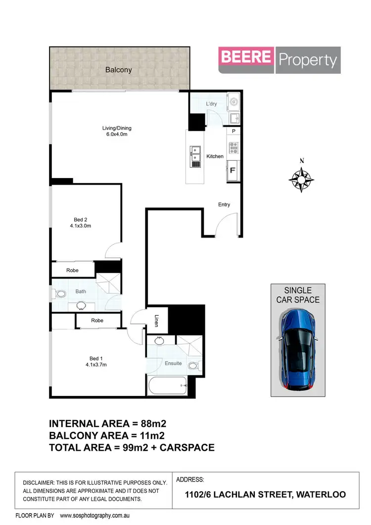 Floorplan of Homely apartment listing, 1102/6 Lachlan Street, Waterloo NSW 2017