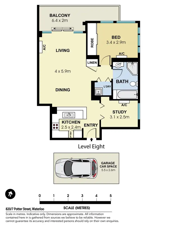 Floorplan of Homely apartment listing, 820/7 Potter Street, Waterloo NSW 2017