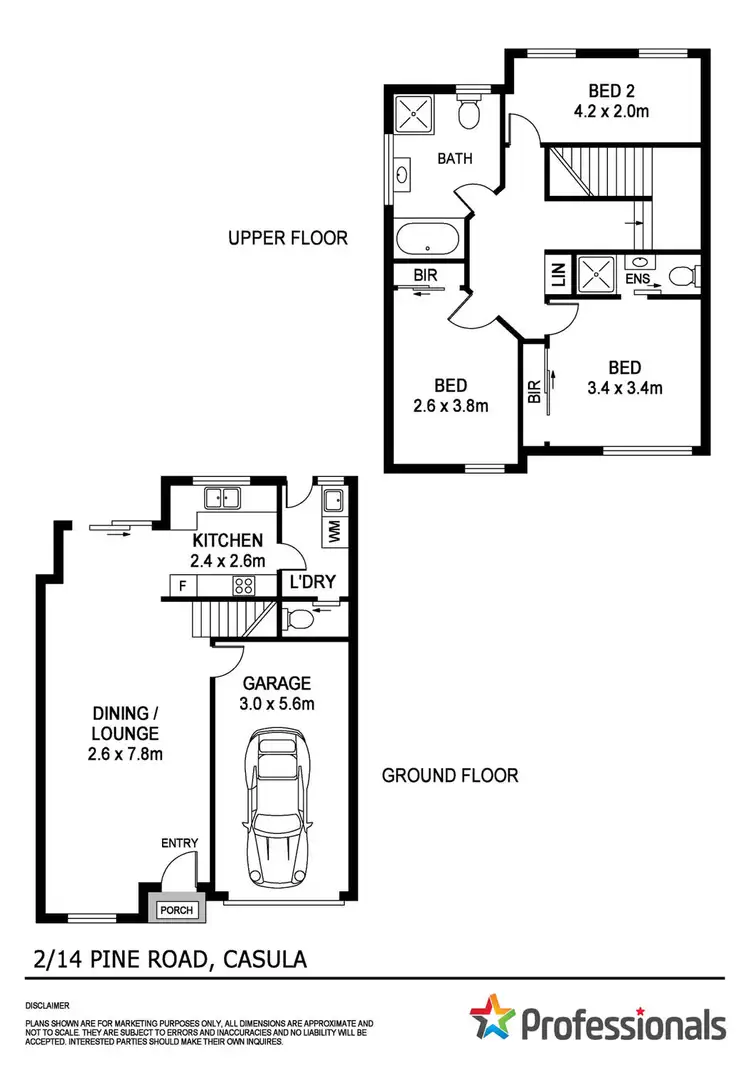 Floorplan of Homely townhouse listing, 2/14 Pine Road, Casula NSW 2170