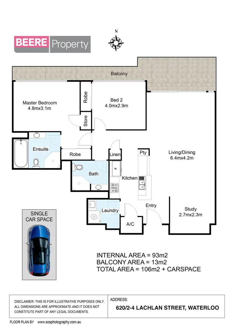 Floorplan of Homely apartment listing, 620/2 Lachlan Street, Waterloo NSW 2017
