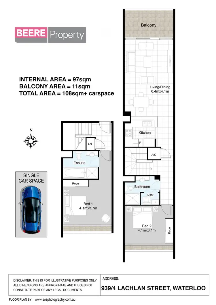 Floorplan of Homely apartment listing, 939/2-4 Lachlan Street, Waterloo NSW 2017