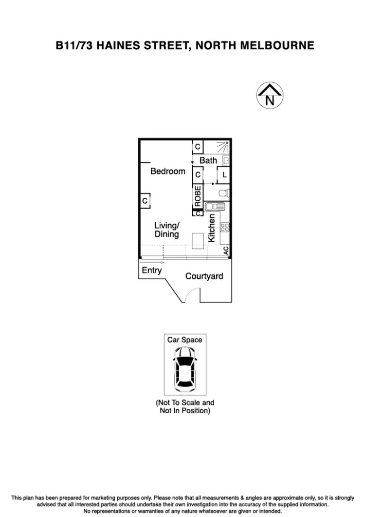 Floorplan of Homely studio listing, B11/73-83 Haines Street, North Melbourne VIC 3051