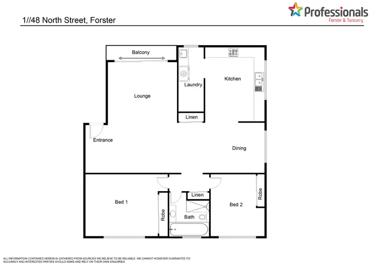 Floorplan of Homely unit listing, 1/48 North Street, Forster NSW 2428