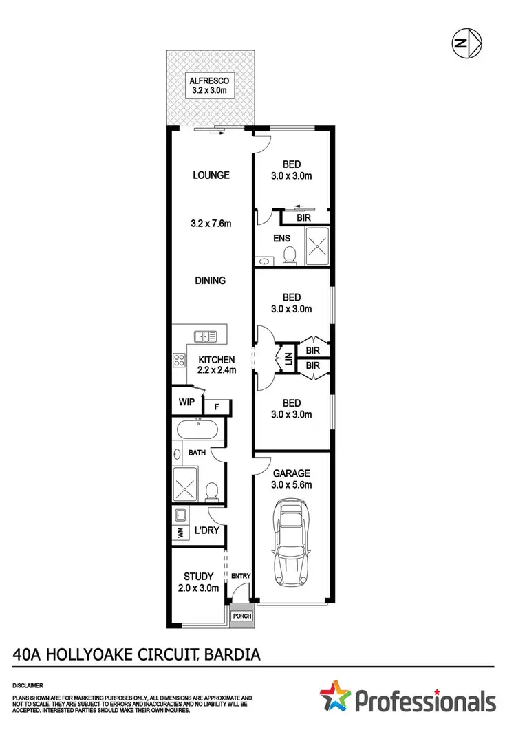 Floorplan of Homely semi-detached listing, 40A Hollyoake Circuit, Bardia NSW 2565