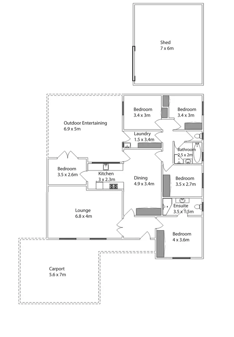Floorplan of Homely house listing, 13 Kiata Drive, Mildura VIC 3500