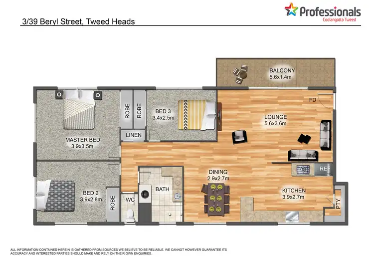 Floorplan of Homely unit listing, 3/39 Beryl Street, Tweed Heads NSW 2485