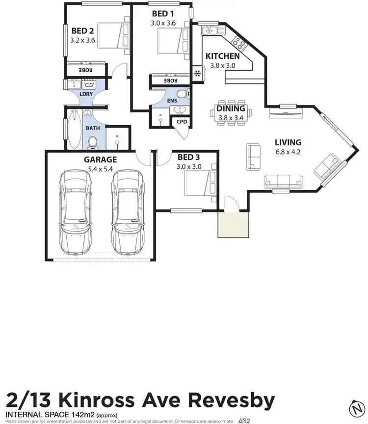 Floorplan of Homely villa listing, 2/13 Kinross Place, Revesby NSW 2212