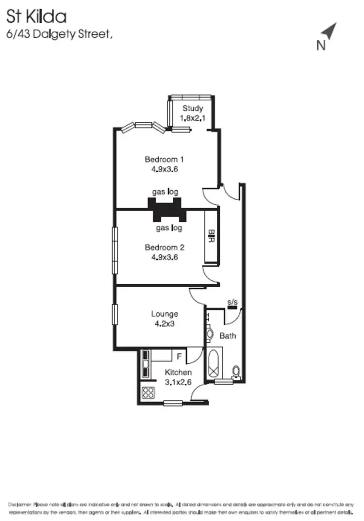 Floorplan of Homely apartment listing, 6/43 Dalgety Street, St Kilda VIC 3182