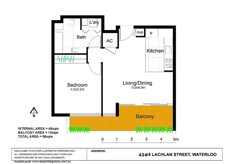 Floorplan of Homely apartment listing, 434/2-4 Lachlan Street, Waterloo NSW 2017