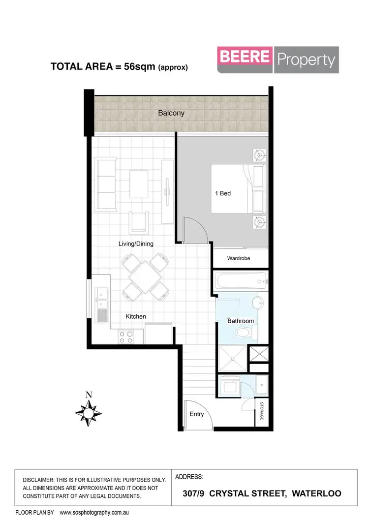 Floorplan of Homely apartment listing, 307/9 Crystal Street, Waterloo NSW 2017