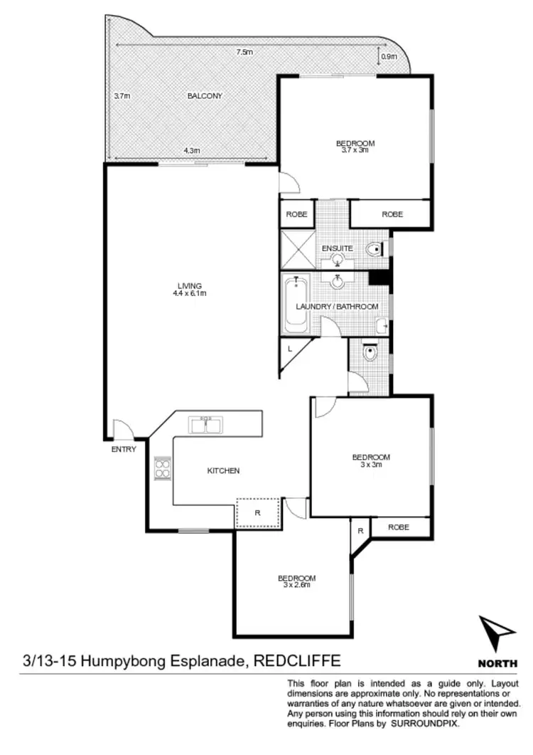 Floorplan of Homely unit listing, 3/13-15 Humpybong Esplanade, Redcliffe QLD 4020