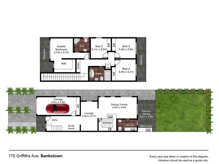Floorplan of Homely semi-detached listing, 170 Griffiths Avenue, Bankstown NSW 2200