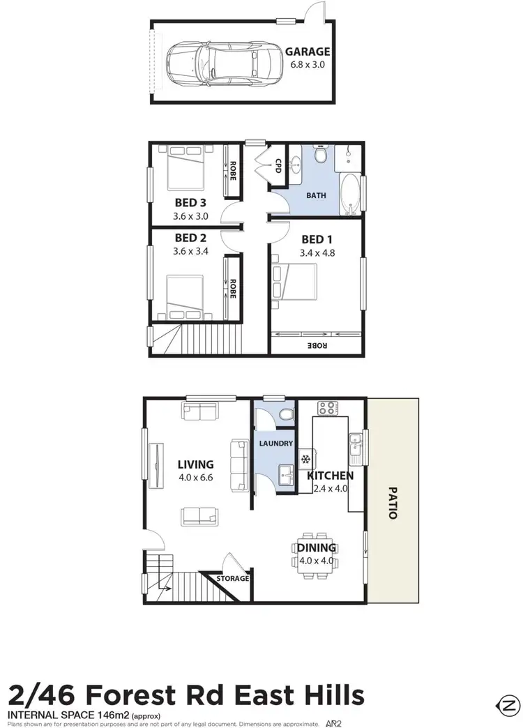 Floorplan of Homely semi-detached listing, 2/46 Forrest Road, East Hills NSW 2213