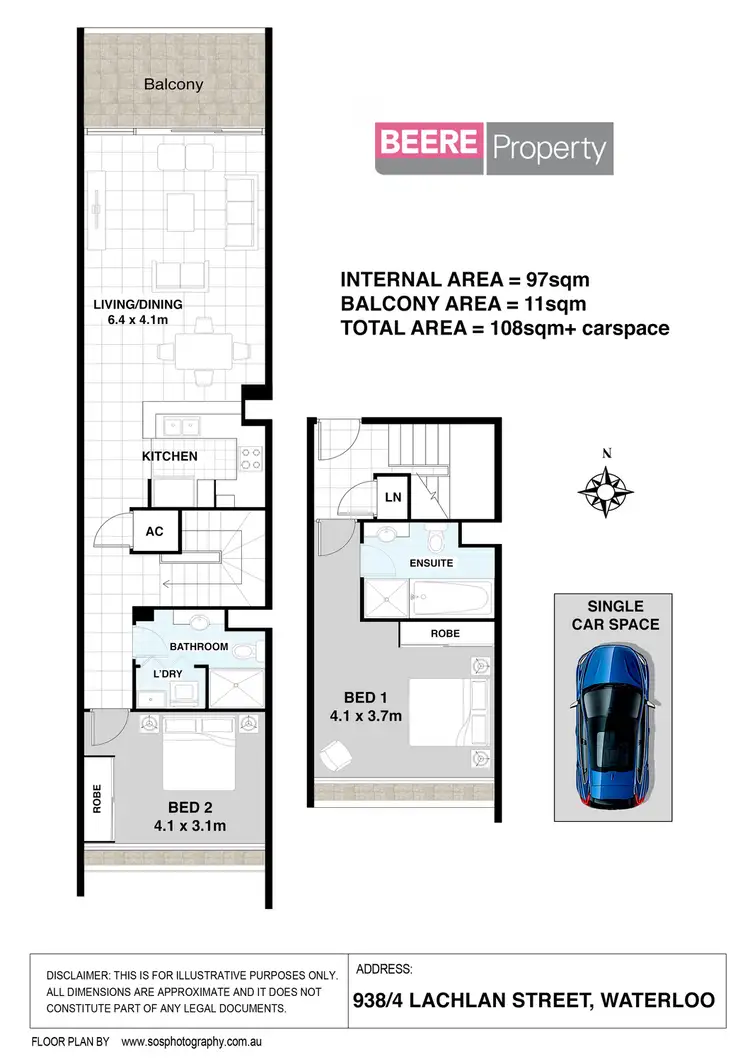 Floorplan of Homely apartment listing, 938/4 Lachlan Street, Waterloo NSW 2017