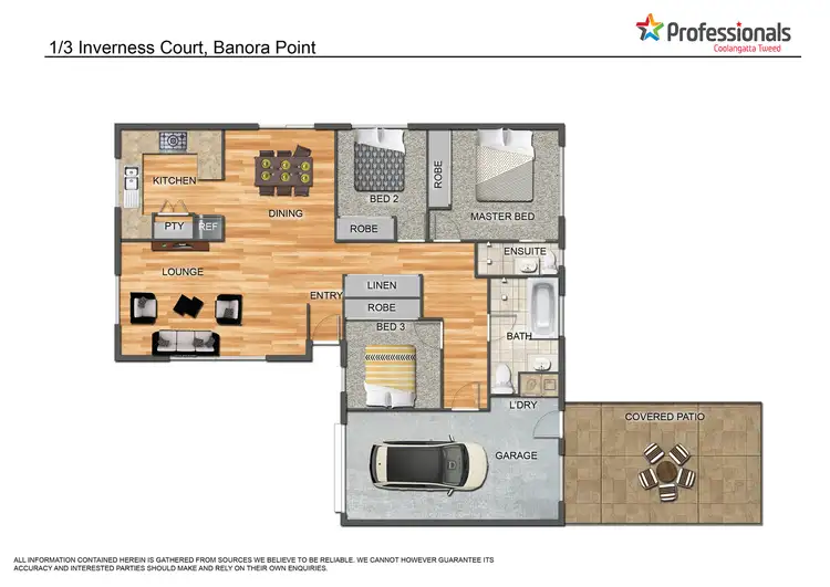 Floorplan of Homely semi-detached listing, 1/3 Inverness Court, Banora Point NSW 2486
