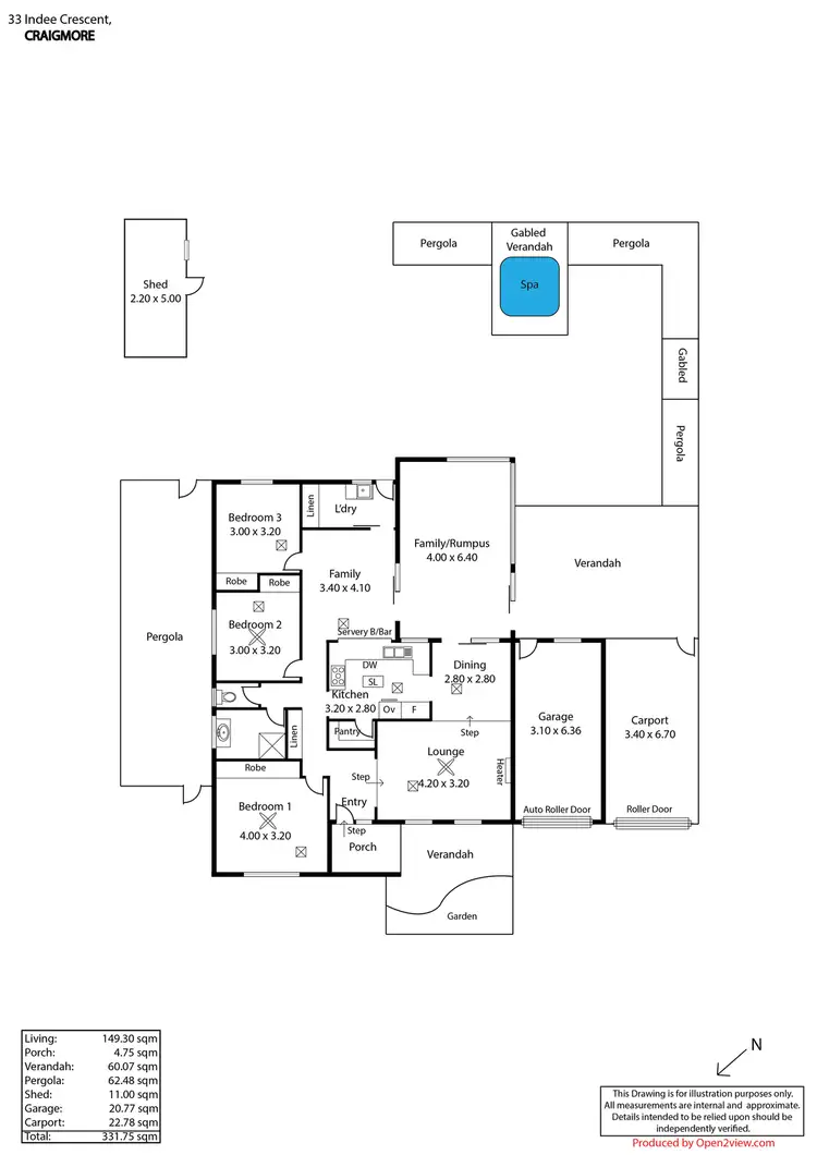 Floorplan of Homely house listing, 33 Indee Crescent, Craigmore SA 5114