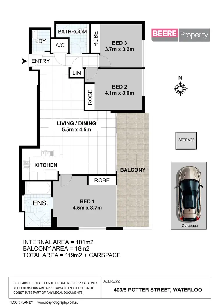Floorplan of Homely apartment listing, 403/5 Potter Street, Waterloo NSW 2017