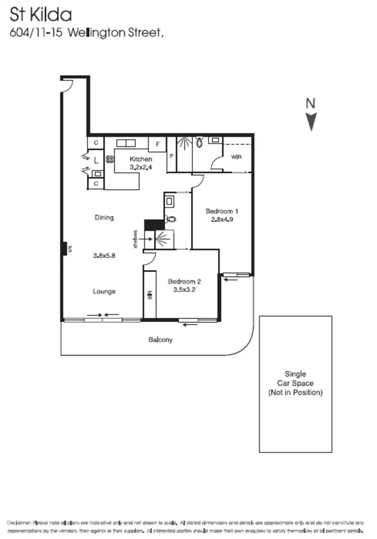 Floorplan of Homely apartment listing, 604/11-15 Wellington Street, St Kilda VIC 3182