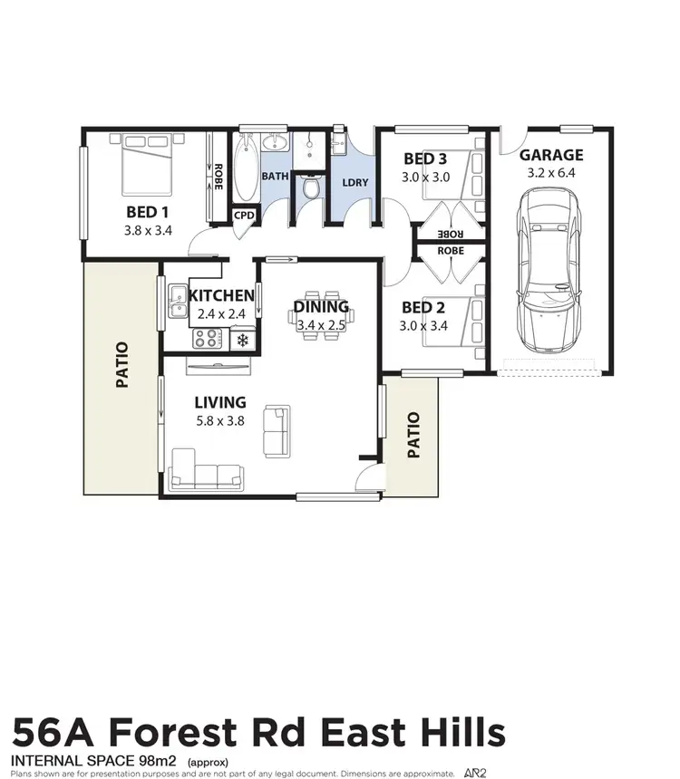 Floorplan of Homely semi-detached listing, 56a Forrest Road, East Hills NSW 2213
