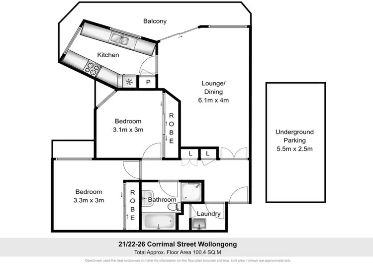 Floorplan of Homely unit listing, 21/22-26 Corrimal Street, Wollongong NSW 2500