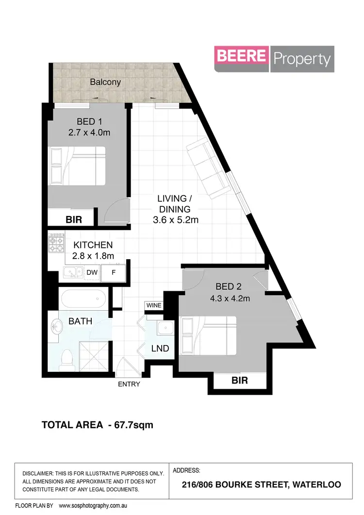 Floorplan of Homely apartment listing, 216/806 Bourke Street, Waterloo NSW 2017