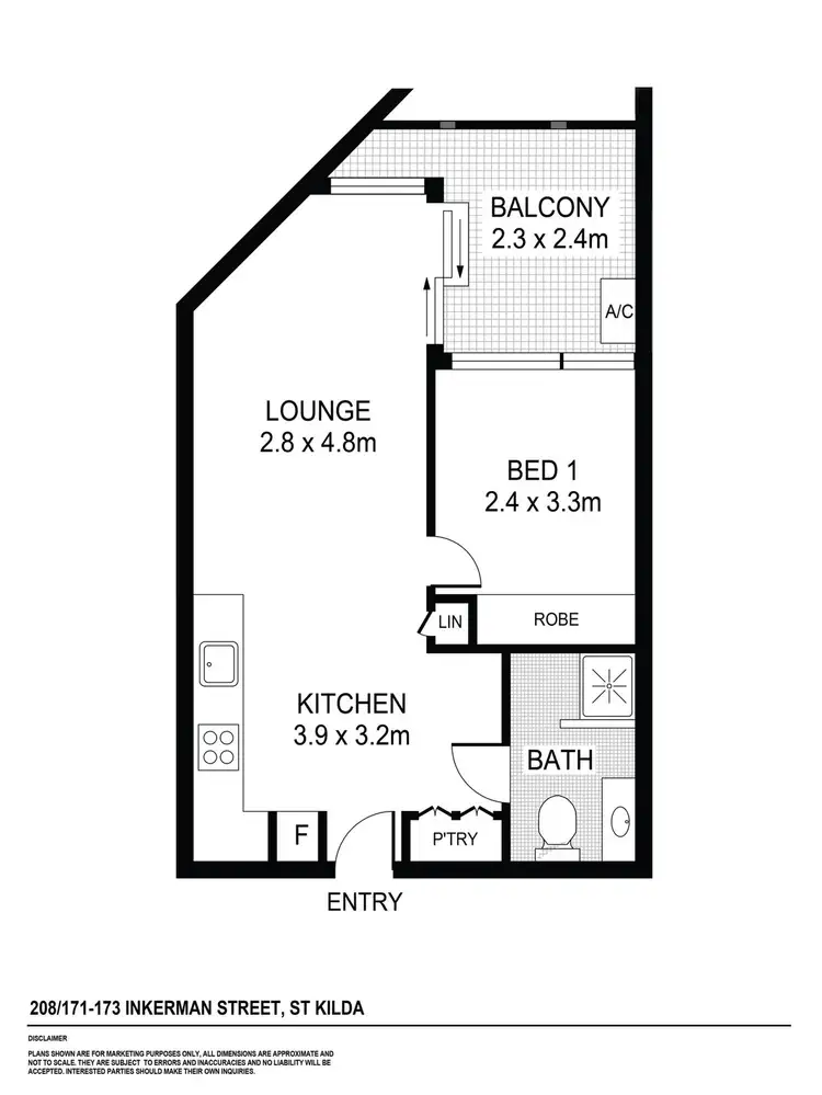 Floorplan of Homely apartment listing, 208/171-173 Inkerman Street, St Kilda VIC 3182