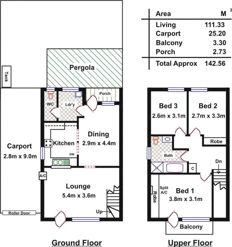 Floorplan of Homely townhouse listing, 2/43 Wallala Avenue, Park Holme SA 5043