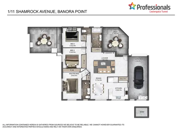 Floorplan of Homely semi-detached listing, 1/11 Shamrock Avenue, Banora Point NSW 2486