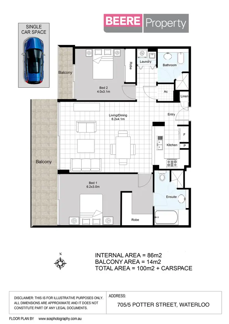 Floorplan of Homely apartment listing, 705/5 Potter Street, Waterloo NSW 2017