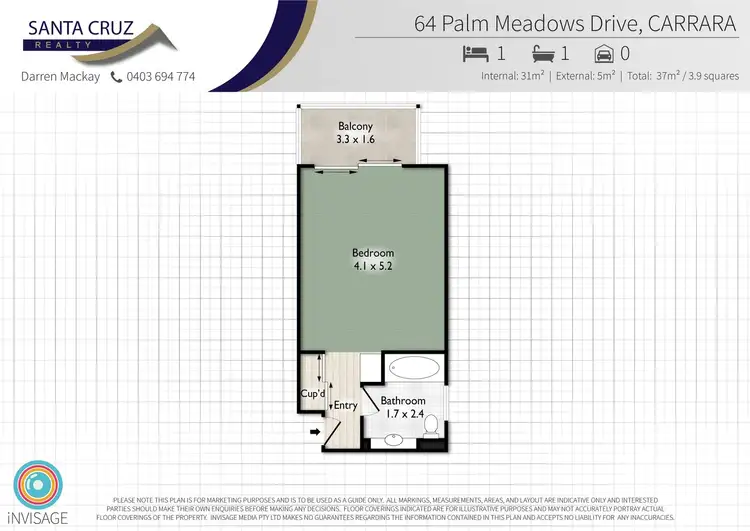 Floorplan of Homely studio listing, 6304/64 Palm Meadows Drive, Carrara QLD 4211