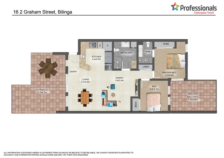 Floorplan of Homely apartment listing, 16/2 Graham Street, Bilinga QLD 4225
