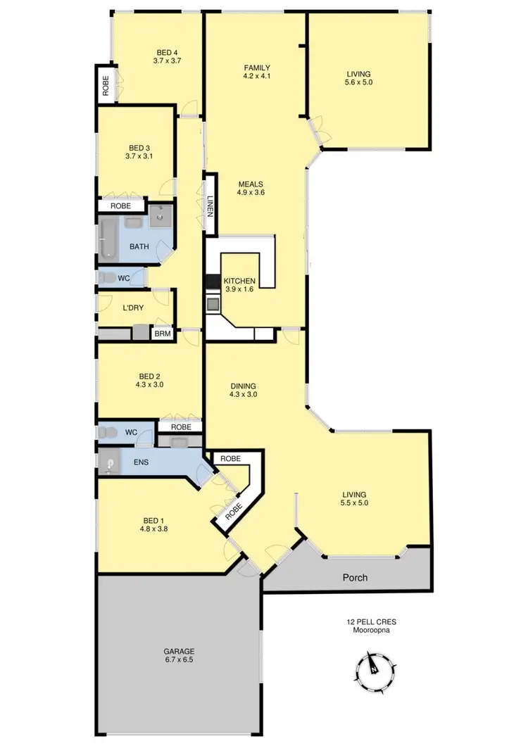 Floorplan of Homely house listing, 12 Pell Crescent, Mooroopna VIC 3629