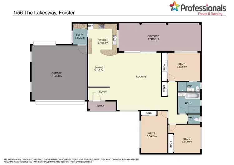 Floorplan of Homely villa listing, 1/56 The Lakes Way, Forster NSW 2428