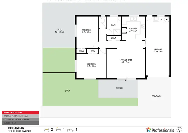 Floorplan of Homely semi-detached listing, 1/6 Ti Tree Avenue, Bogangar NSW 2488