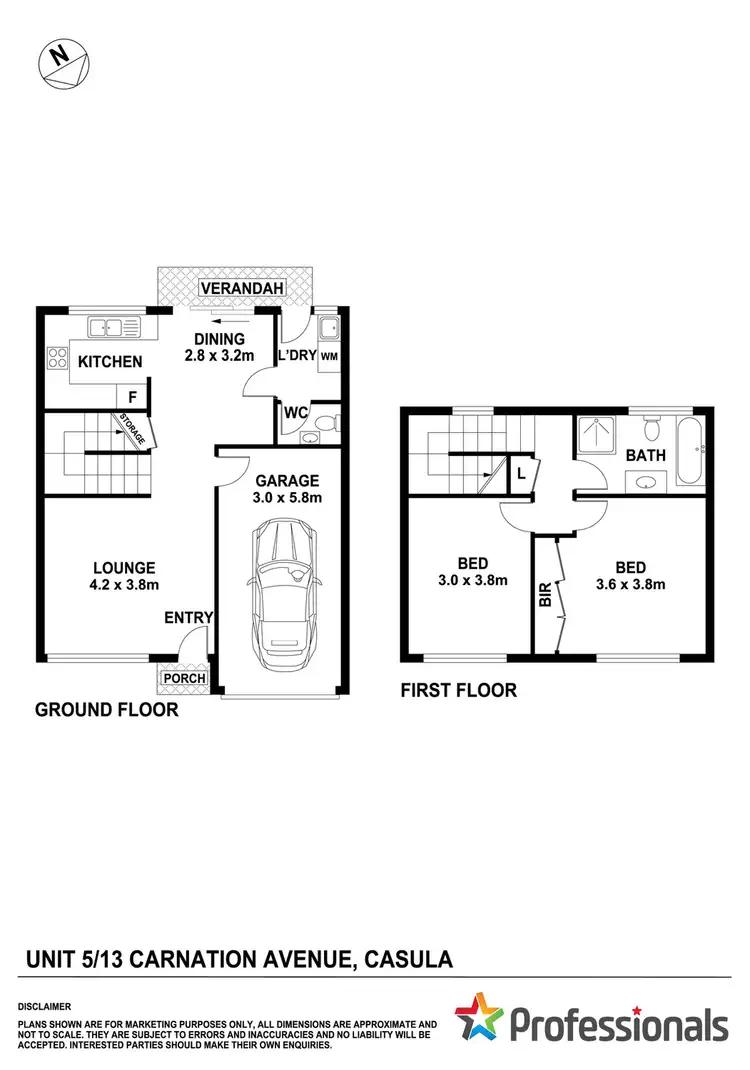 Floorplan of Homely townhouse listing, 5/13-15 Carnation Avenue, Casula NSW 2170