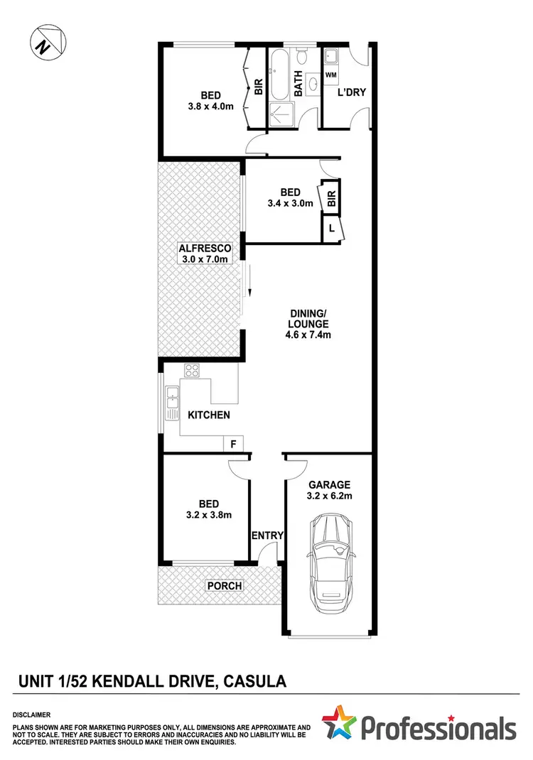 Floorplan of Homely semi-detached listing, 1/52 Kendall Drive, Casula NSW 2170