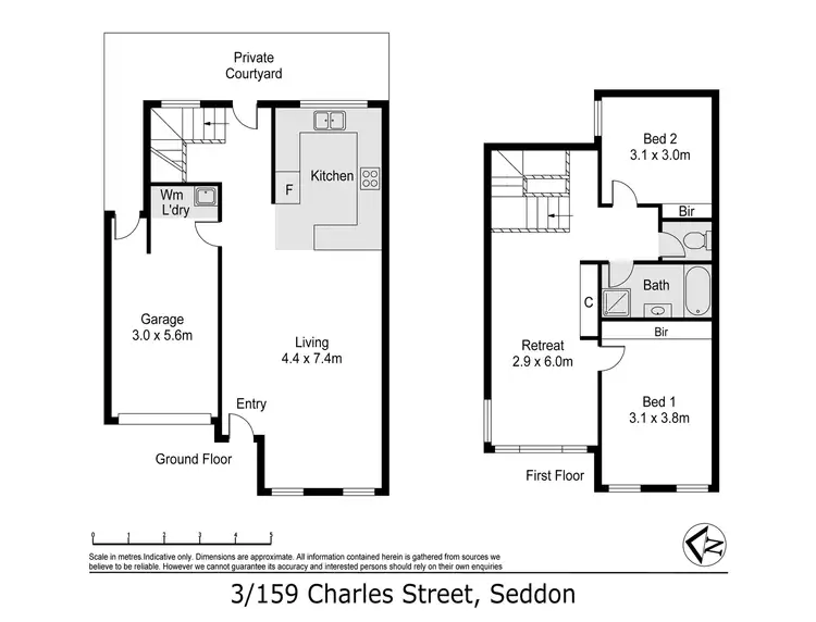 Floorplan of Homely townhouse listing, 3/159 Charles Street, Seddon VIC 3011