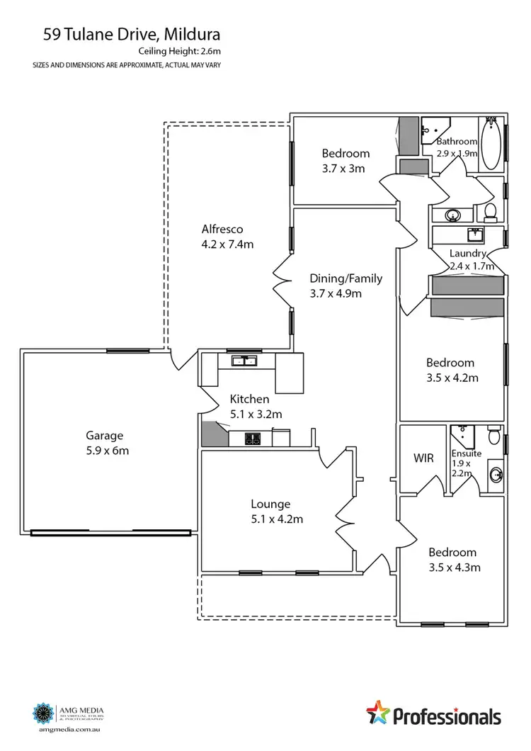 Floorplan of Homely house listing, 59 Tulane Drive, Mildura VIC 3500