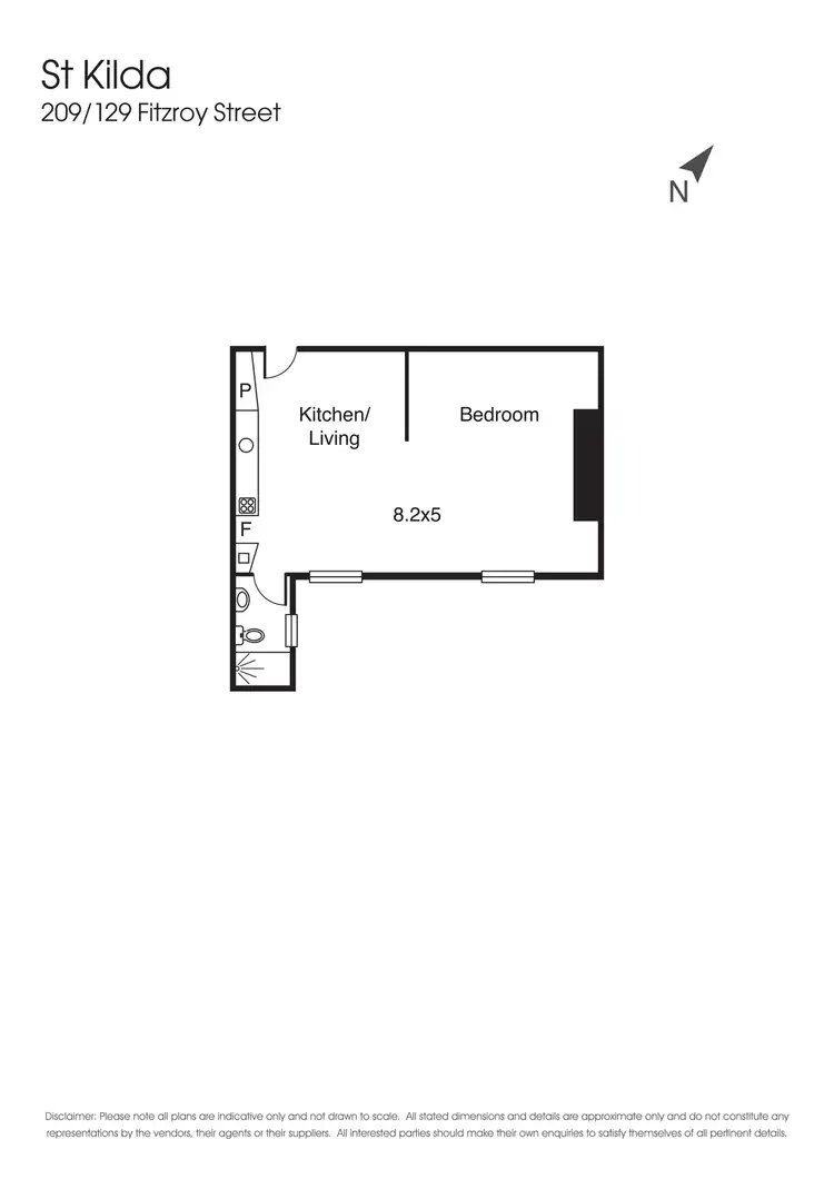 Floorplan of Homely studio listing, 209/129 Fitzroy Street, St Kilda VIC 3182
