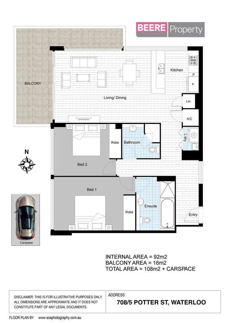 Floorplan of Homely apartment listing, 708/5 Potter Street, Waterloo NSW 2017