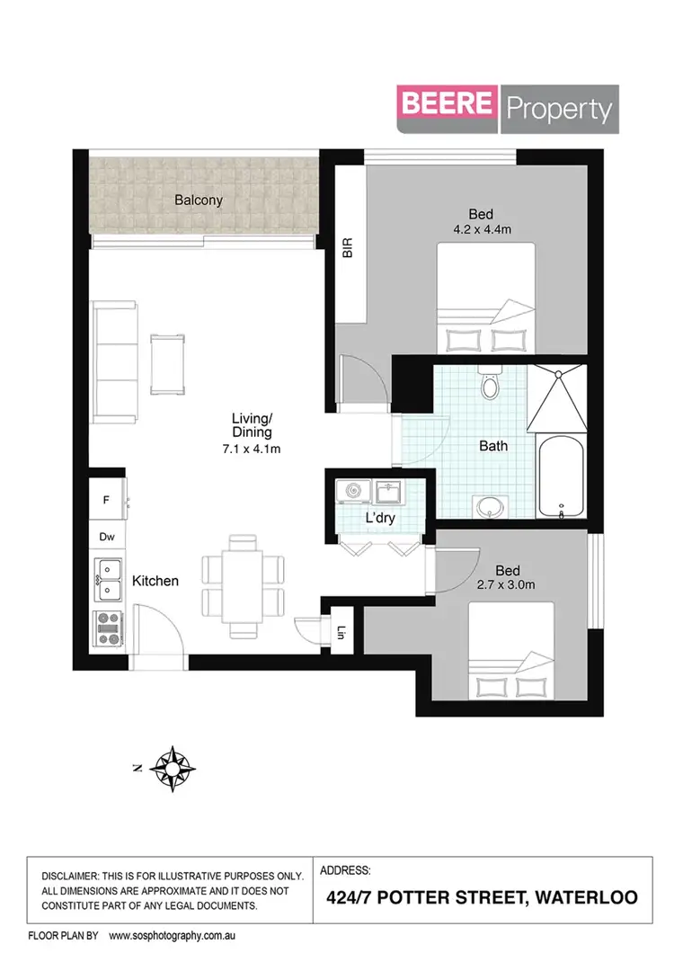 Floorplan of Homely apartment listing, 424/7 Potter Street, Waterloo NSW 2017
